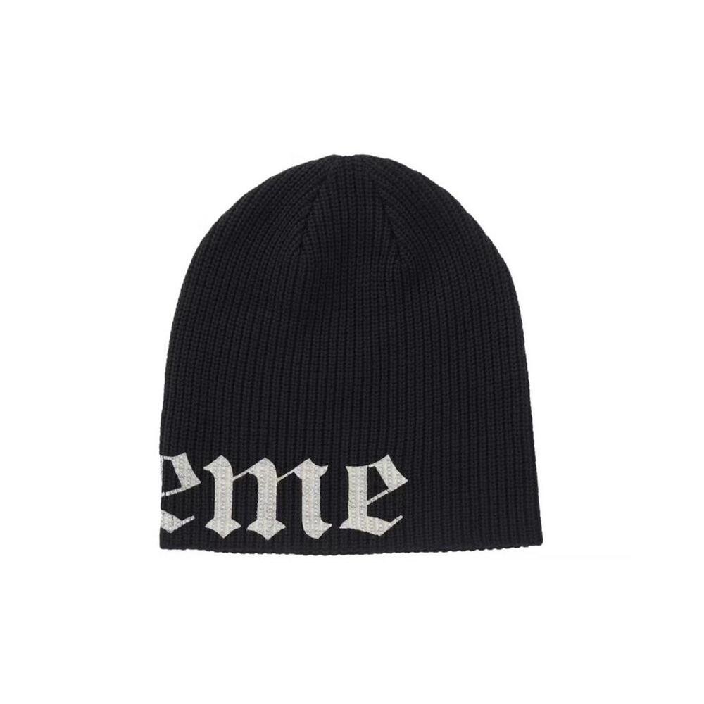 Supreme SS26 Old English Printed Beanie Black 1 Sz Fits All - Picture 2 of 2